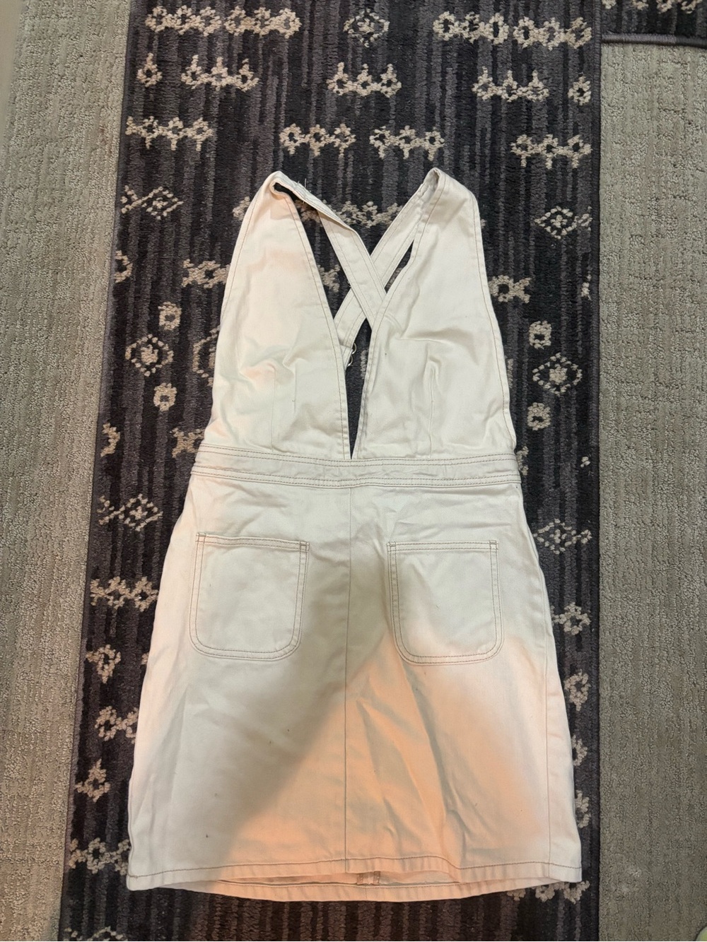 BDG Cream Crossback Denim Pinafore